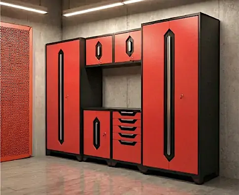 Firehouse Garage Gear Cabinet Red