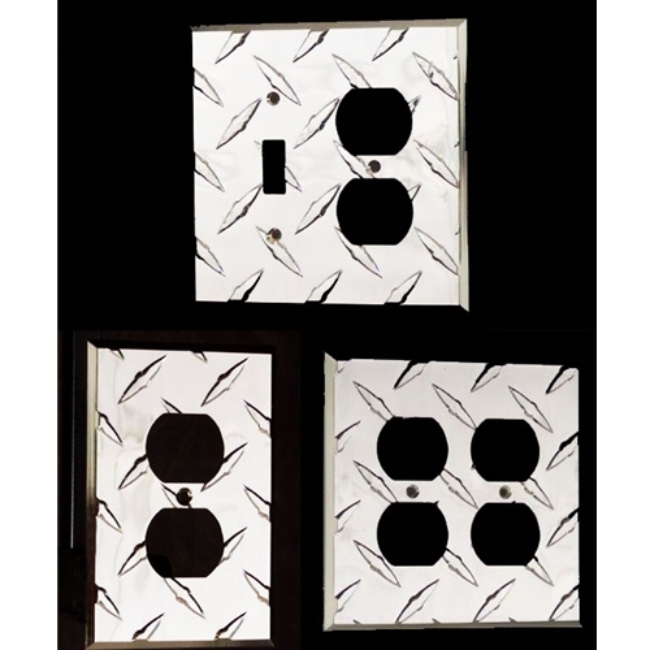 Picture of Diamond Plate Duplex Outlet Wall Plate - Cover