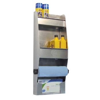 Picture of Aluminum Cleanup Dual Shelf - Paper Towel - Glove Dispenser 