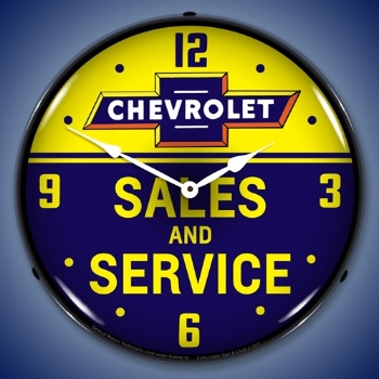 Picture of Chevrolet Bowtie Sales and Service LED Backlit Clock