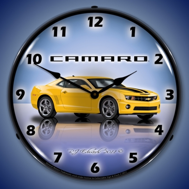 Picture of Camaro G5 Rally Yellow LED Backlit Clock