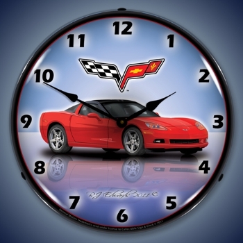 Picture of C6 Corvette Torch Red LED Backlit Clock
