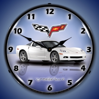 Picture of C6 Corvette Artic White LED Backlit Clock