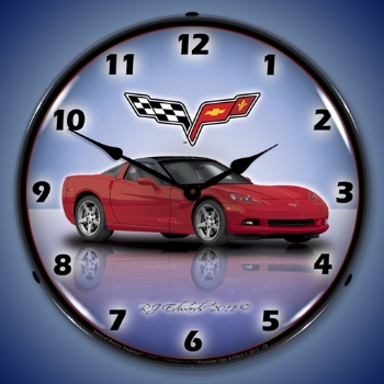Picture of C6 Corvette Crystal Red LED Backlit Clock