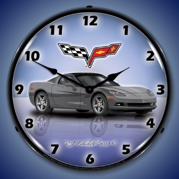 Picture of C6 Corvette Cyber Grey LED Backlit Clock