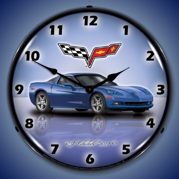 Picture of C6 Corvette Jetstream Blue LED Backlit Clock