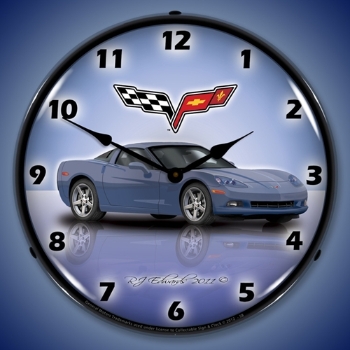 Picture of C6 Corvette Supersonic Blue LED Backlit Clock