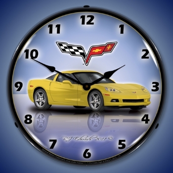 Picture of C6 Corvette Velocity Yellow LED Backlit Clock