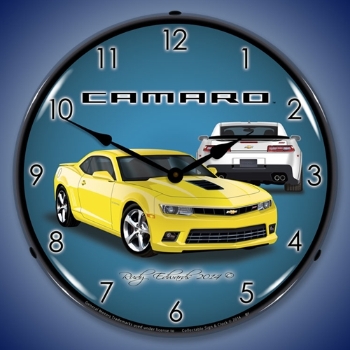 Picture of 2014 SS Camaro Bright Yellow LED Backlit Clock
