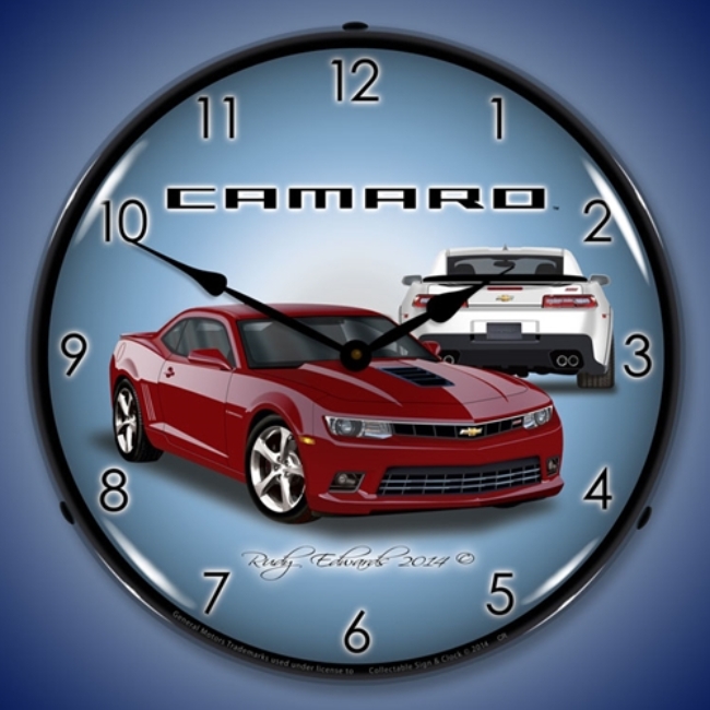 Picture of 2014 SS Camaro Crystal Red LED Backlit Clock