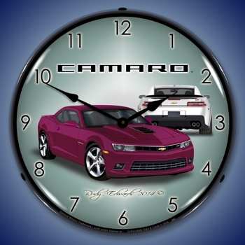 Picture of 2014 SS Camaro Deep Magenta LED Backlit Clock