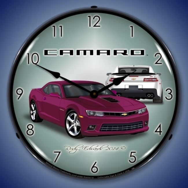 Picture of 2014 SS Camaro Deep Magenta LED Backlit Clock
