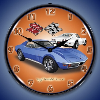Picture of 1971 Corvette Stingray  Blue LED Backlit Clock