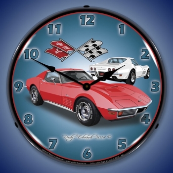 Picture of 1971 Corvette Stingray  Red LED Backlit Clock