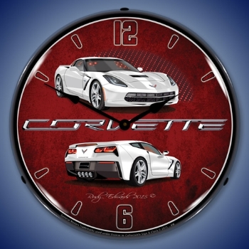 Picture of C7 Corvette Artic White LED Backlit Clock