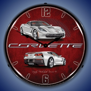 Picture of C7 Corvette Blade Silver LED Backlit Clock