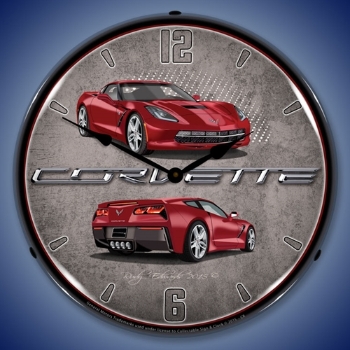 Picture of C7 Corvette Crystal Red LED Backlit Clock
