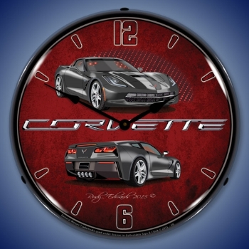 Picture of C7 Corvette Cyber Grey LED Backlit Clock