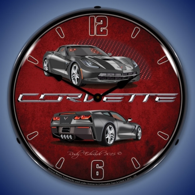 Picture of C7 Corvette Cyber Grey LED Backlit Clock