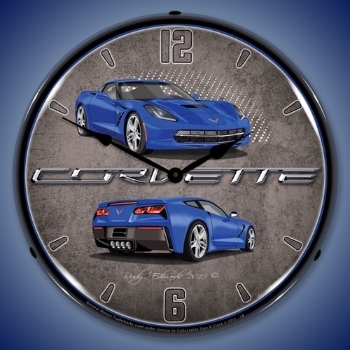 Picture of C7 Corvette Laguna Blue LED Backlit Clock