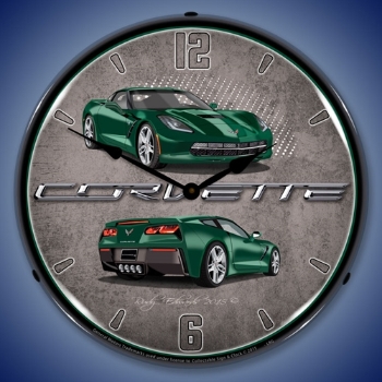 Picture of C7 Corvette Lime Rock Green LED Backlit Clock
