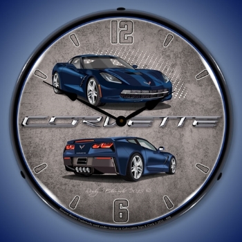 Picture of C7 Corvette Night Race Blue LED Backlit Clock