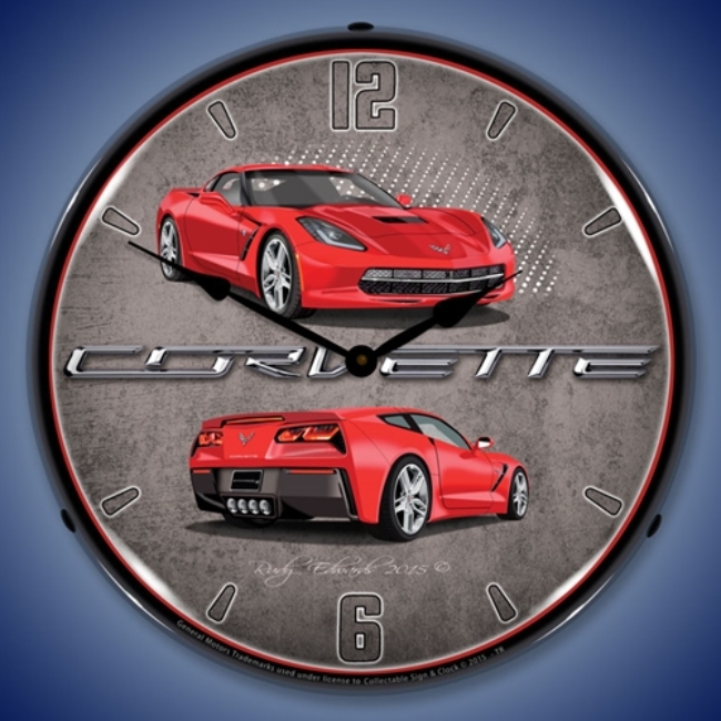 Picture of C7 Corvette Torch Red LED Backlit Clock