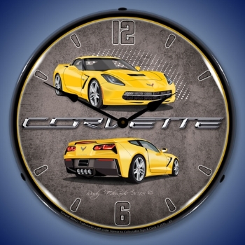 Picture of C7 Corvette Velocity Yellow LED Backlit Clock