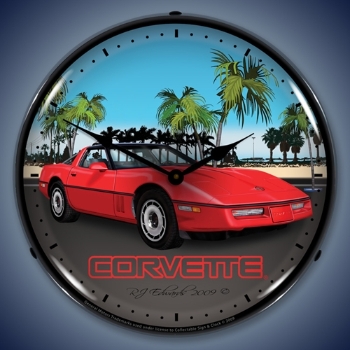 Picture of C4 Red Corvette LED Backlit Clock