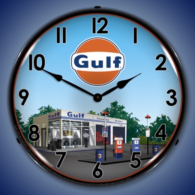 Picture of Gulf Station LED Backlit Clock