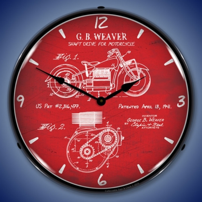 Picture of 1941 Indian Motorcycle Patent LED Backlit Clock