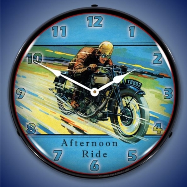 Picture of Vintage Motorcycle Afternoon Ride LED Backlit Clock