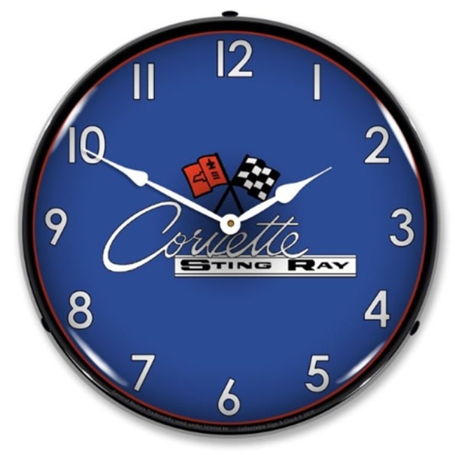 Picture of C2 Corvette Sting Ray  LED Backlit Clock
