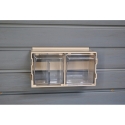 Picture of 2 Bin Link Ups - Tip Out Bins -Small Parts Storage for Slatwall storeWALL HandiWall