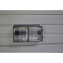 Picture of 2 Bin Link Ups - Tip Out Bins -Small Parts Storage for Slatwall storeWALL HandiWall