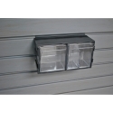 Picture of 2 Bin Link Ups - Tip Out Bins -Small Parts Storage for Slatwall storeWALL HandiWall