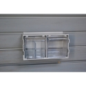 Picture of 2 Bin Link Ups - Tip Out Bins -Small Parts Storage for Slatwall storeWALL HandiWall